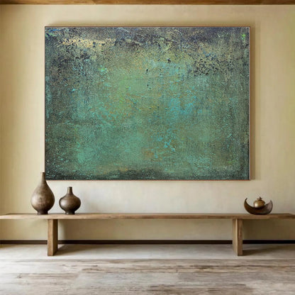 Hand-Painted Teal & Earthy Tones Textured Abstract Painting On Canvas HPS121
