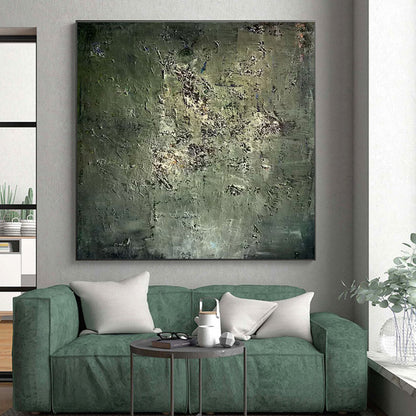 Hand Painting Green Textured Abstract Landscape, Paintings For House PT534