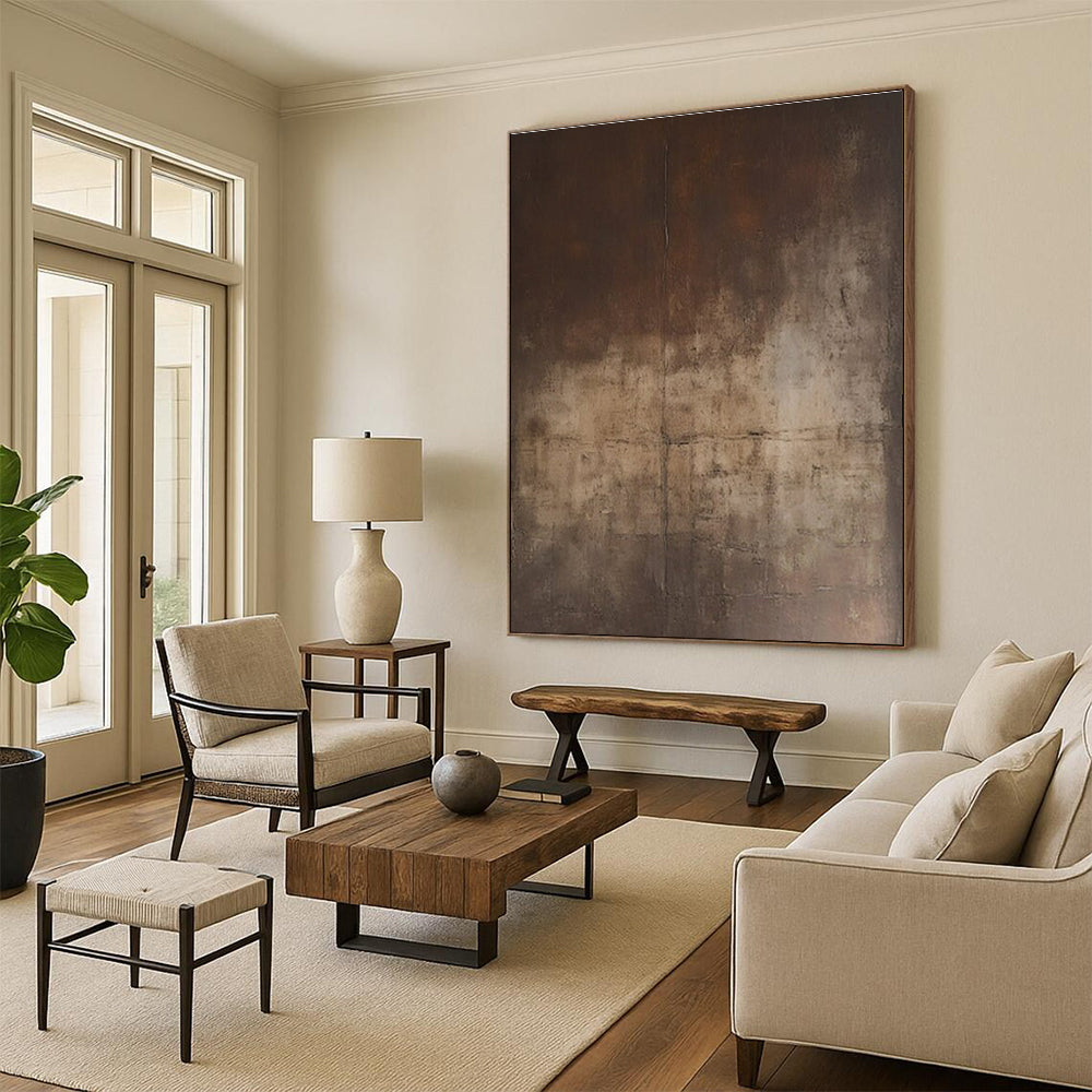 Hand Painting Brown Textured Abstract Art PT760