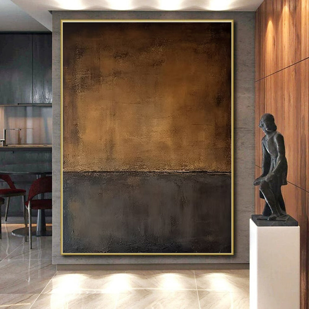 Minimalist Canvas Art Brown and Black Textured Abstract Art PT758