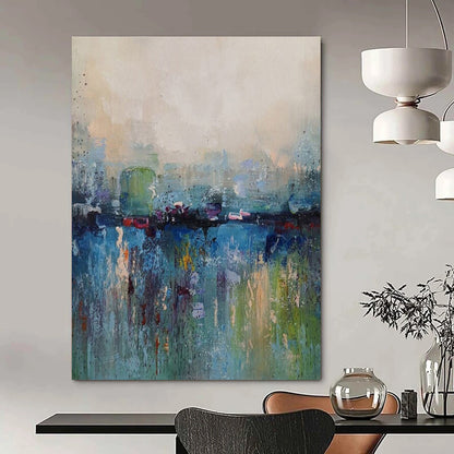 Oversized Abstract Wall Art Colorful Urban Abstract with Blue, Green & Red, Paintings For House DPS493