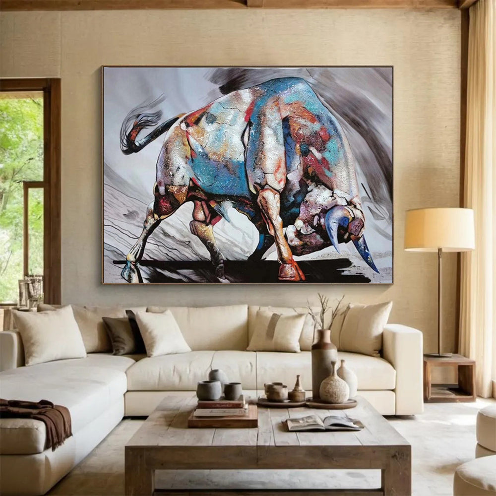 Large Size Multicolor Abstract Bull Art HPS404
