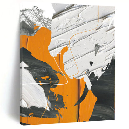 Large Painting In Living Room Orange, Gray & Black Textured Abstract Painting On Canvas PT090