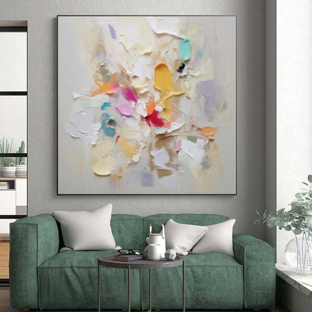 48x60 Colorful Abstract Acrylic Painting with Thick Textures, Cool Abstract Paintings PT006