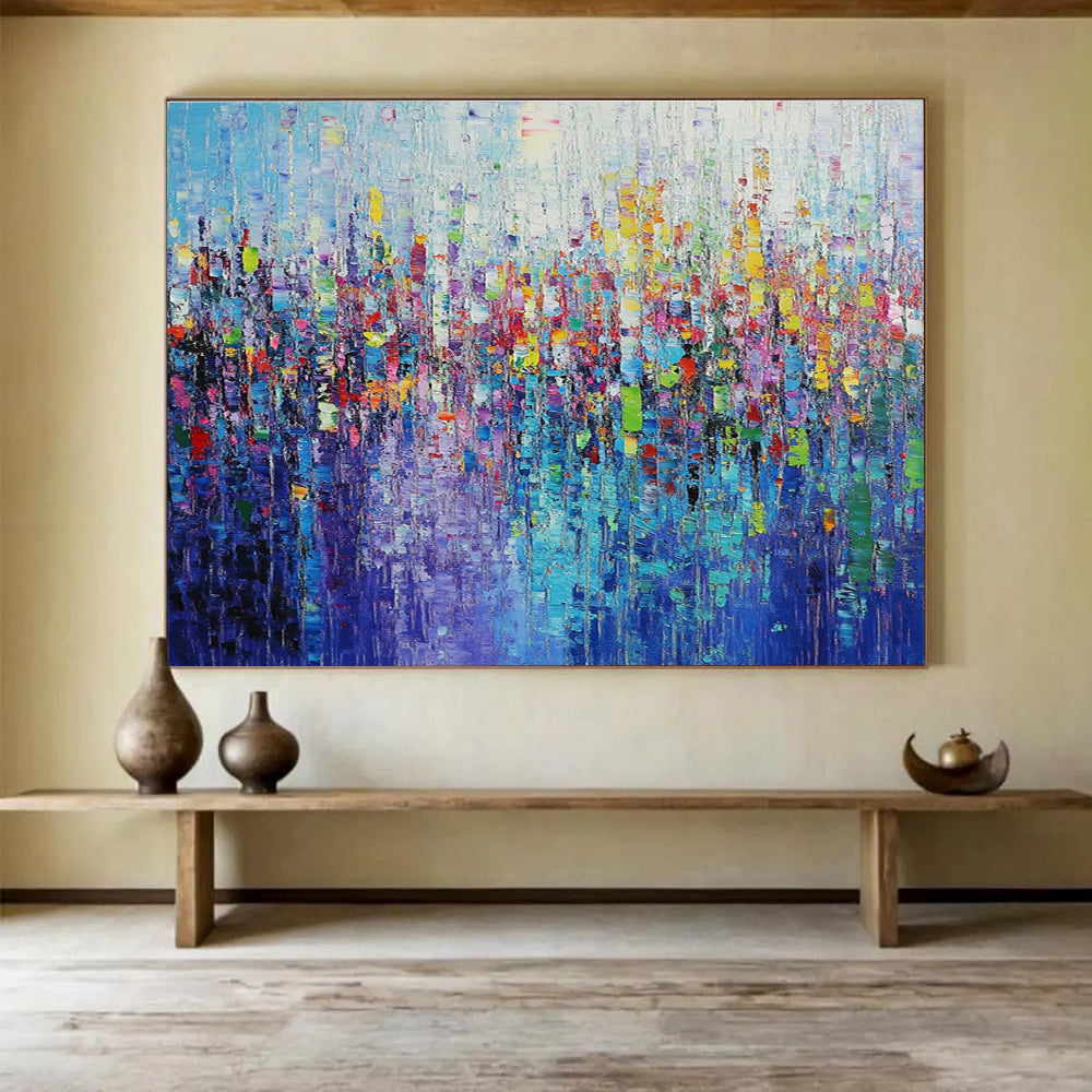 Large Painting In Living Room Multicolor (Blue, Purple, Red, Green) Textured Abstract Painting HPS248