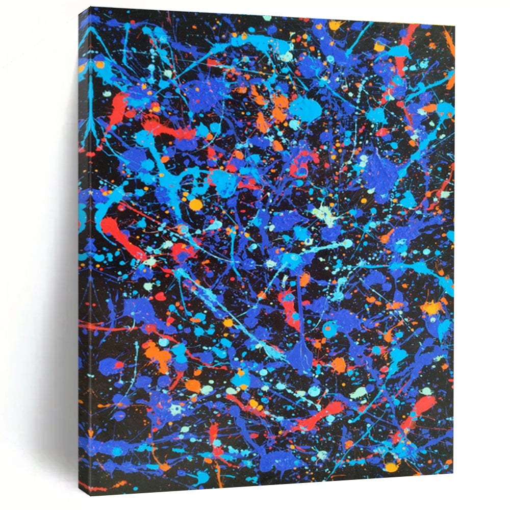 Cool Abstract Paintings Multicolor Splatter Abstract Art on Black PT453