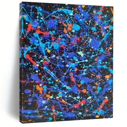 Cool Abstract Paintings Multicolor Splatter Abstract Art on Black PT453