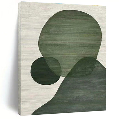 Minimalist Canvas Art Green Geometric Shapes Composition, Modern Art Acrylic PT513