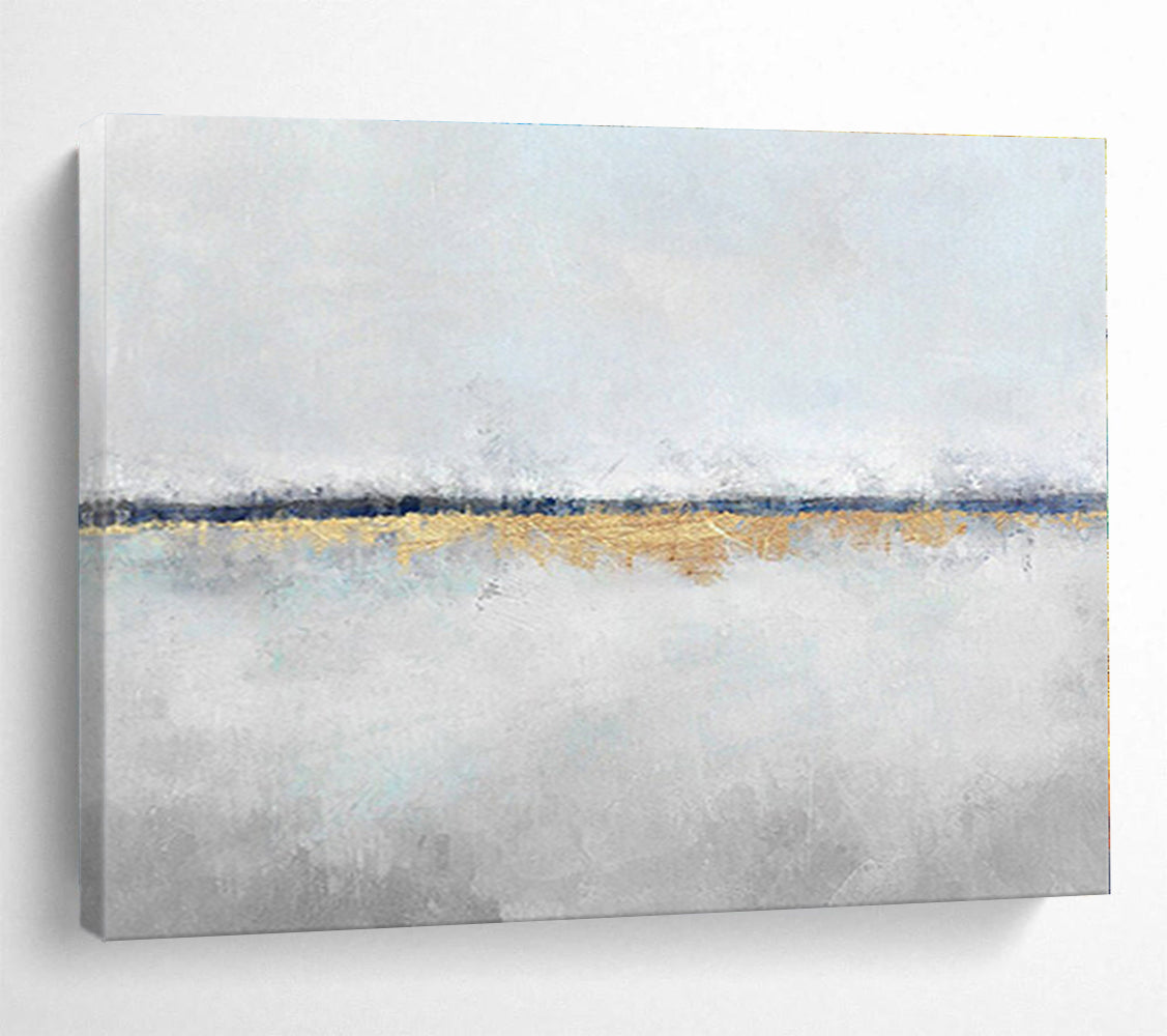 Minimalist Canvas Art Gray, White & Gold Subtle Abstract On Canvas HPS064