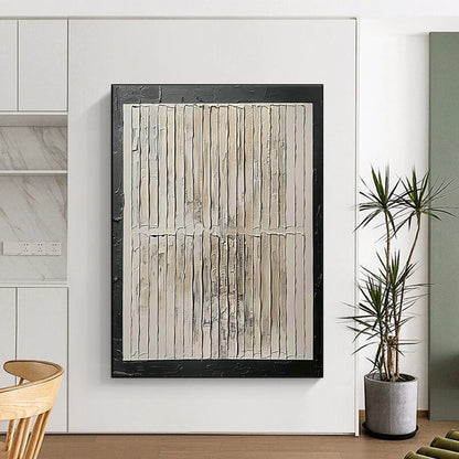 Hand-Painted Beige, White, and Black Textured Abstract Art PT815