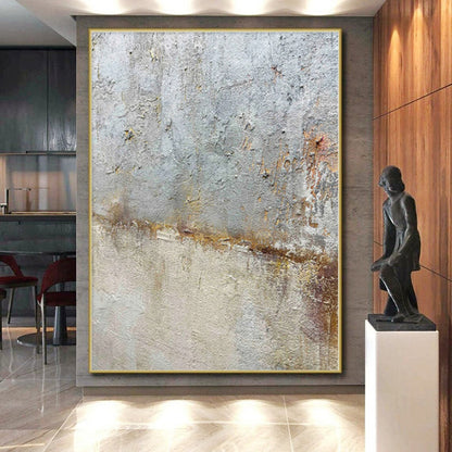 Large Painting In Living Room Gray & Brown Textured Abstract Painting On Canvas PT080