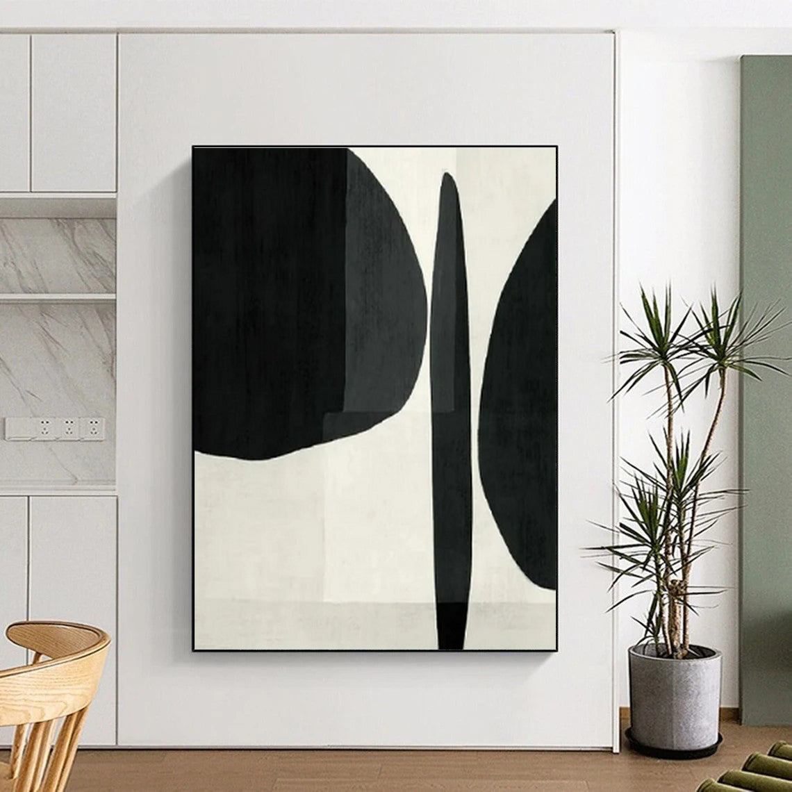 Modern Art Acrylic Black and White Geometric Abstract Art PT778
