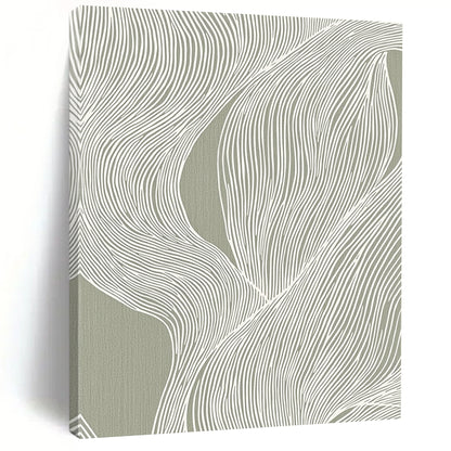 Abstract Canvas Wall Art Large With Gray, White Flowing Line Patterns On Canvas PT192
