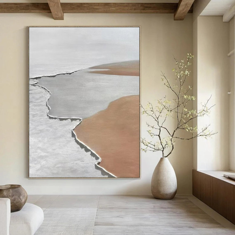 Gaint Canvas Art White, Gray, and Brown Textured Abstract Landscape Art DPS467