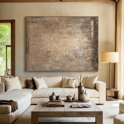 Huge Size Brown Abstract Textured Composition, Oversized Abstract Wall Art PT533