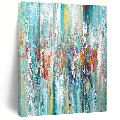 Hand Painted Art Multicolor Vertical Textured Abstract Art PT381