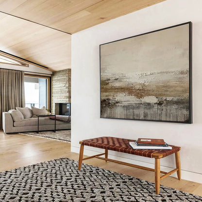 Large Contemporary Wall Art Beige, Brown, and Gray Textured Abstract Landscape Art HPS376