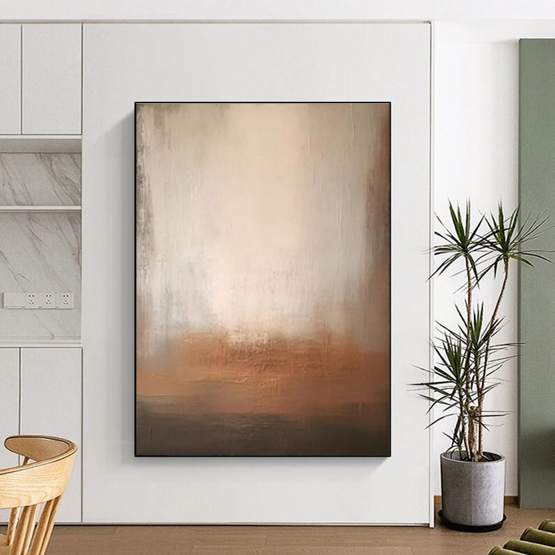 Paintings For House Beige Gray Abstract Textured Landscape Acrylic Painting PT480
