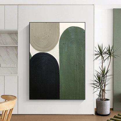 Oversized Abstract Wall Art Green & Beige Textured Abstract Painting On Canvas PT030