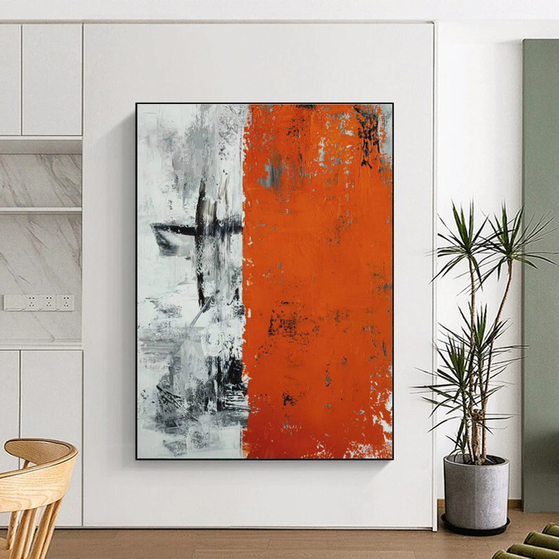 Acrylic Modern Art Paintings Orange Gray Black Abstract Art PT402