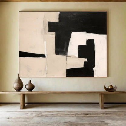 Minimalist Canvas Art Black & White Abstract Geometric Art HPS202