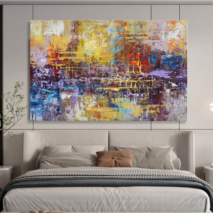Acrylic Modern Art Paintings Vibrant Multicolor Textured Abstract On Canvas HPS052
