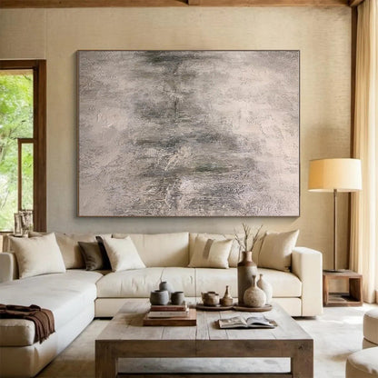 Large Size Gray Textured Abstract Art with Subtle Depth, Acrylic Modern Art Painting PT308