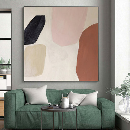 Handmade Art Pink, Beige, Brown and Black Abstract Shapes, Paintings For House PT548