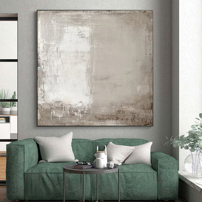 Big Abstract Painting On Canvas With Gray, White Textured Minimalist Design On Canvas PT183