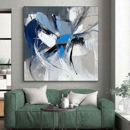Large Abstract Art For Sale, Blue Gray Black White Abstract Expressionist Art PT164