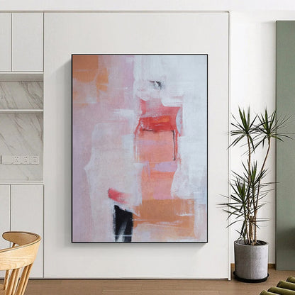 Hand-Painted Pink Orange White Abstract Art PT357