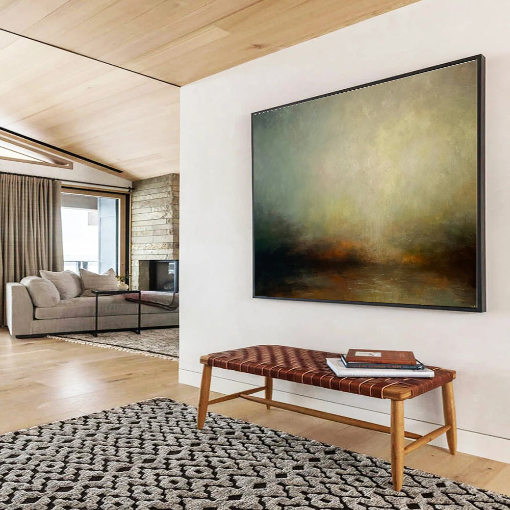 Minimalist Canvas Art Earthy Tones Misty Landscape Abstract Painting On Canvas HPS135