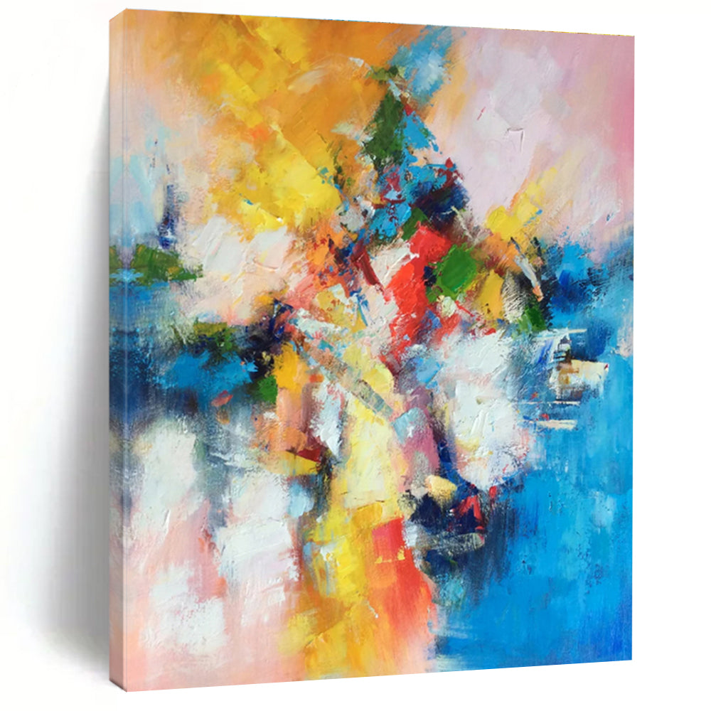 Hand Painted Art Multicolor Dynamic Abstract Expressionist Art PT361