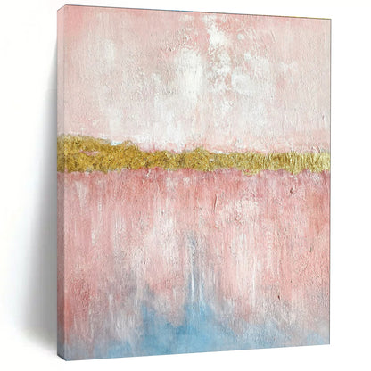 Large Size Pink, Gold & Blue Abstract Color Block, Large Contemporary Wall Art DPS507