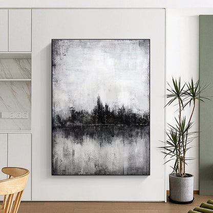Acrylic Modern Art Paintings Black, White, and Gray Textured Landscape Abstract Art PT704