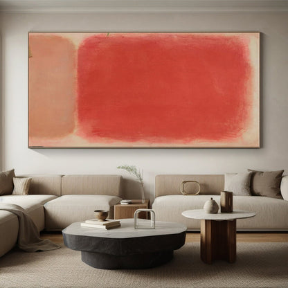 Minimalist Canvas Art - Red & Pink Monochrome Abstract Art with Soft Gradients PT610