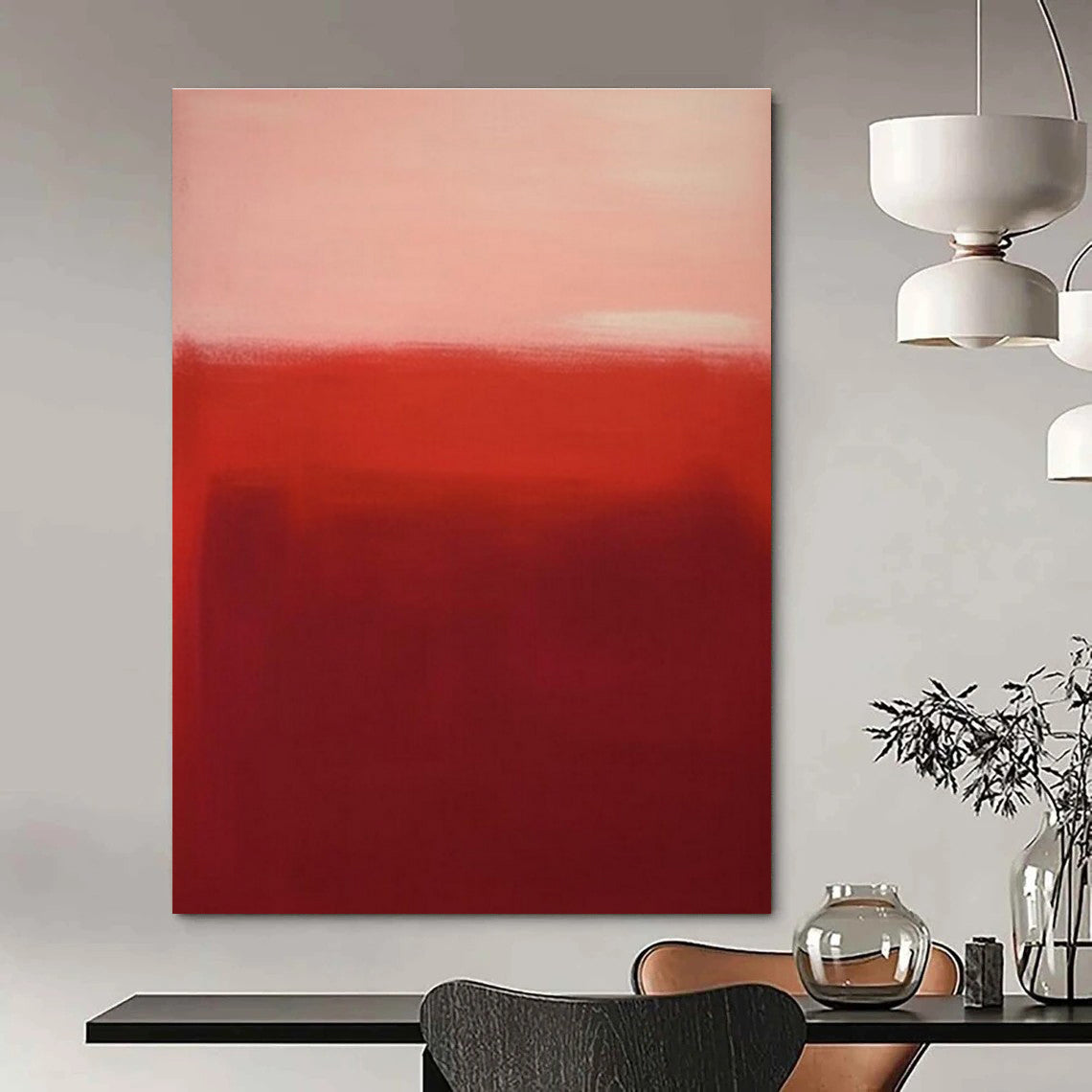 Paintings For House Red and Pink Textured Abstract Minimalist Art DPS485