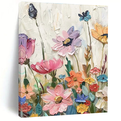 Hand Painted Art Colorful Floral with Bird Abstract Flower Painting DPS446