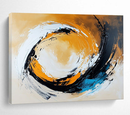 Cool Abstract Paintings Orange, Black, White & Blue Dynamic Abstract Painting HPS295