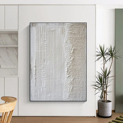 Minimalist Canvas Art White Textured Abstract Art PT789