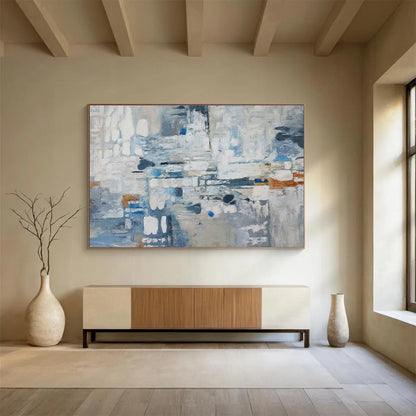 Cool Abstract Paintings Blue, Gray & Orange Abstract Urban Art HPS177
