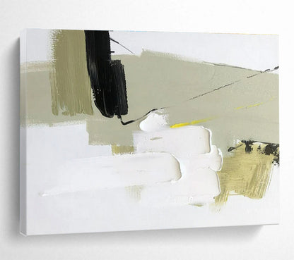 Oversized Abstract Wall Art Green, Black, and White Textured Abstract Landscape Art HPS357