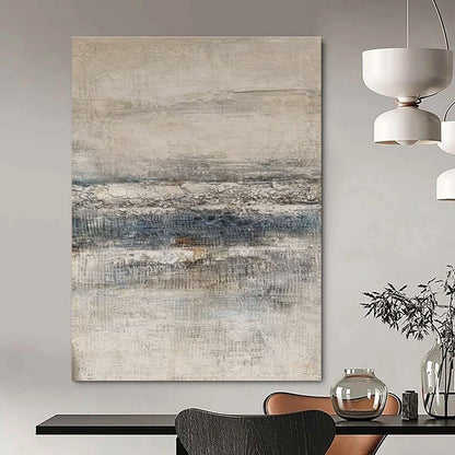 Large Contemporary Wall Art Gray, Beige, and Blue Textured Abstract Landscape Art DPS461