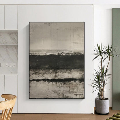 Minimalist Canvas Art Black and White Textured Abstract Art PT762