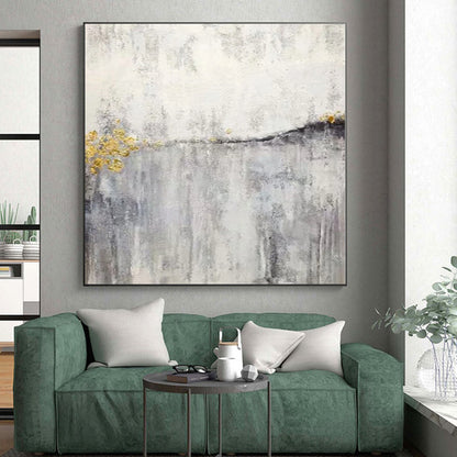 Unique Abstract Art Gray & Gold Textured Abstract Painting On Canvas PT035
