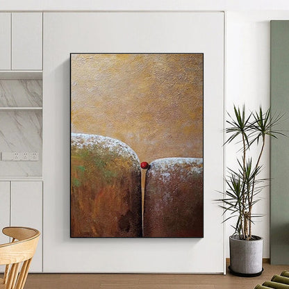 Unique Abstract Art in Brown, Beige, and Red with Textured Forms, Buy Abstract Art Online PT209