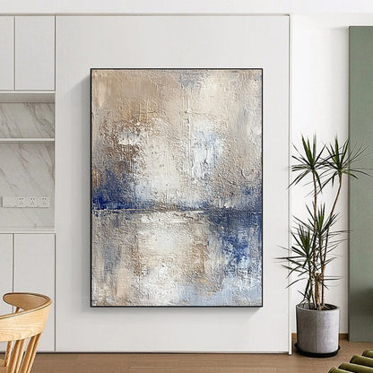 Hand Painted Art Beige, Gray & Blue Textured Abstract Painting On Canvas PT123
