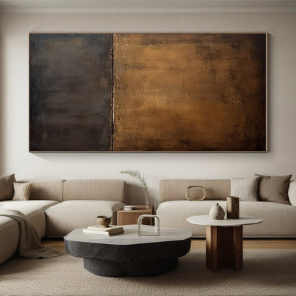 Minimalist Canvas Art Brown and Black Textured Abstract Art PT758