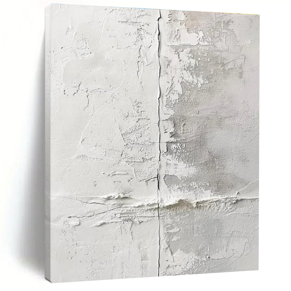 Unique Abstract Art in White and Grey Textured Minimalism PT228