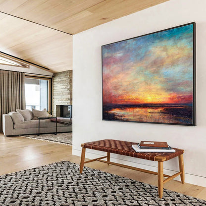 Acrylic Modern Art Paintings Multicolor Sunset Seascape Abstract Painting On Canvas HPS138
